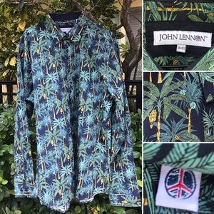 John Lennon 2XL Aloha Print Long Sleeve Shirt